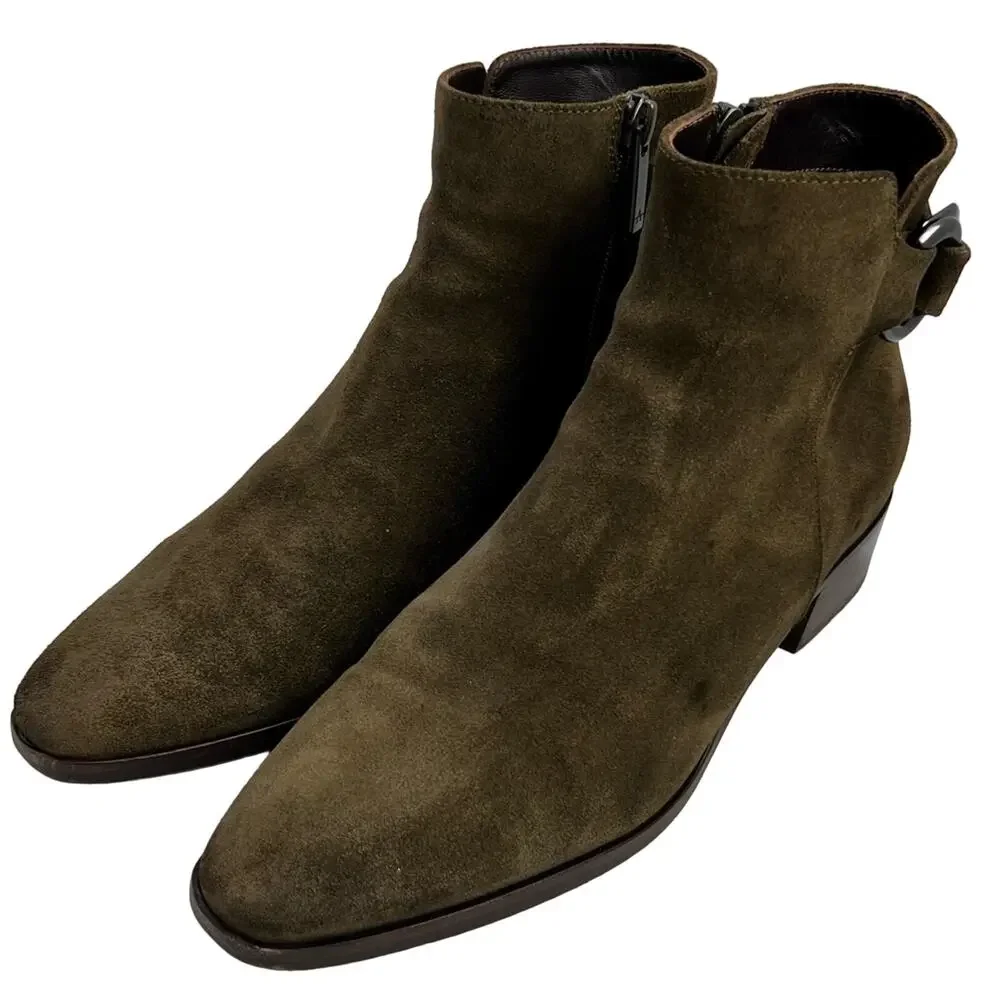 Aquatalia Ankle Boots Women's Size 8.5 Faria Buckle Suede Leather Boho Italy